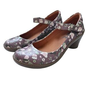 Shoes Art from The Art Company Mary Janes Purple Size 38 Round Heels Pink Faces